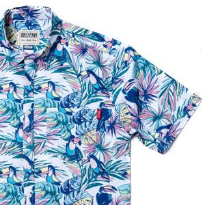 RSVLTS Toucan KUNUFLEX Short Sleeve Shirt in Blue — front view