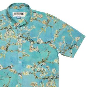 RSVLTS Almond Blossom KUNUFLEX Short Sleeve Shirt in Blue — front view