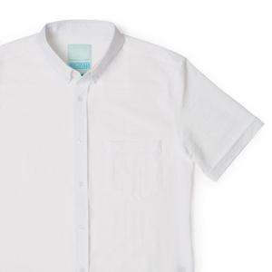 RSVLTS Pearl Stretch Seersucker Short Sleeve Shirt in White — front view