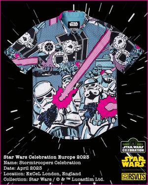 RSVLTS Stormtroopers Celebration KUNUFLEX Short Sleeve Shirt in Blue — front view