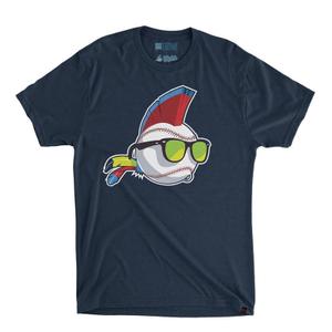 RSVLTS Ball Hawk Crewneck Tee in Blue — front view