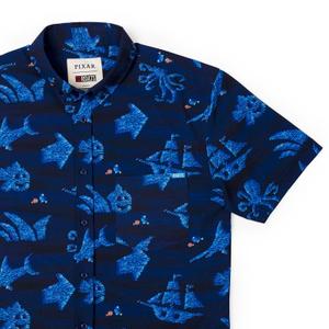 RSVLTS Impressions KUNUFLEX Short Sleeve Shirt in Blue — front view