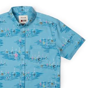 RSVLTS Now What? KUNUFLEX Short Sleeve Shirt in Blue — front view