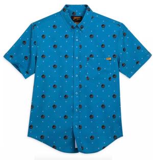 RSVLTS Dr. Jones KUNUFLEX Short Sleeve Shirt in Blue — front view