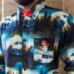 RSVLTS Happy Little Forest BorlandFlex Long Sleeve Flannel in Green — front view