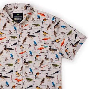 RSVLTS The Bird House KUNUFLEX Short Sleeve Shirt in White — front view