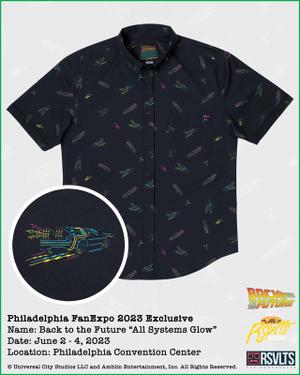 RSVLTS All Systems Glow KUNUFLEX Short Sleeve Shirt in Black — front view
