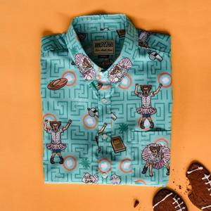 RSVLTS Shady Acres KUNUFLEX Short Sleeve Shirt in Blue — front view