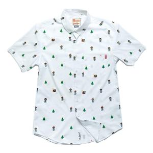 RSVLTS Happy Little Holiday Trees KUNUFLEX Short Sleeve Shirt in White — front view