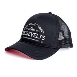 RSVLTS Marquee Trucker Hat in Black — front view