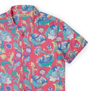 RSVLTS Rococo (Bamboo) KUNUFLEX Short Sleeve Shirt in Red — front view