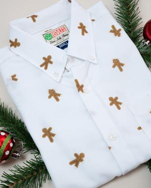 RSVLTS Gingerbread Massacre Long Sleeve Shirt in White — front view