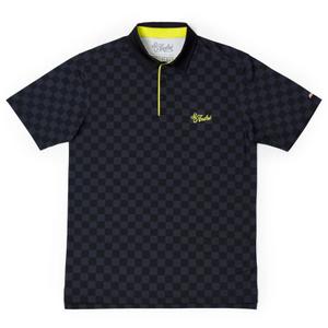 RSVLTS Signature Checkered All-Day Polo in Black — front view