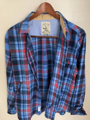 RSVLTS Blue Ridge BorlandFlex Long Sleeve Flannel in Blue — front view