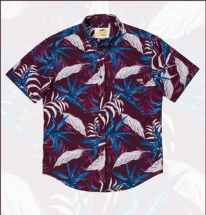 RSVLTS Floral City – Denver 2023 KUNUFLEX Short Sleeve Shirt in Purple — front view