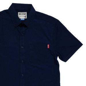 RSVLTS Deep Sea KUNUFLEX Short Sleeve Shirt in Dark Blue — front view