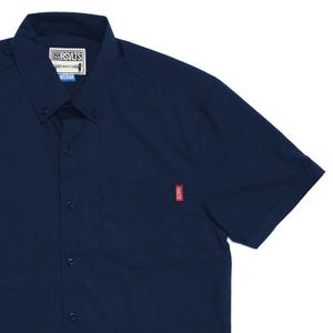RSVLTS Navy Bamboo Short Sleeve Shirt in Dark Blue — front view