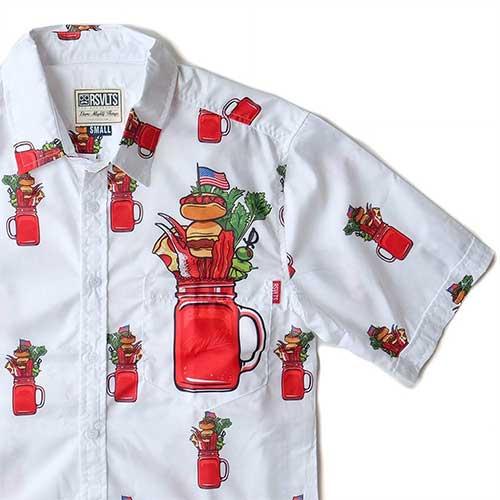 RSVLTS Sunday Bloody Funday White KUNUFLEX Short Sleeve Shirt — detail 2