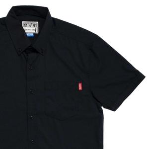 RSVLTS Brian Pandana Black KUNUFLEX Short Sleeve Shirt — front view