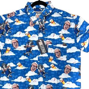 RSVLTS Harry Caray “Holy Cow!” (Clark Street) KUNUFLEX Short Sleeve Shirt in Blue — front view