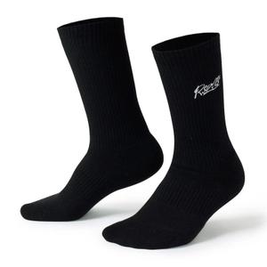 RSVLTS Bolt the Black Crew Socks in Black — front view