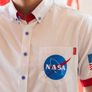 RSVLTS NASA Apollo XII Space Walk KUNUFLEX Short Sleeve Shirt in White — front view
