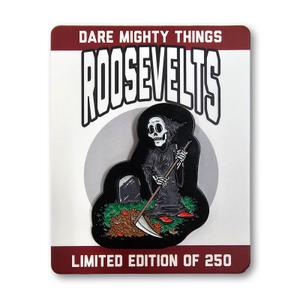 RSVLTS Reaper’s Delight (Tombstone) Enamel Pin in Black — front view