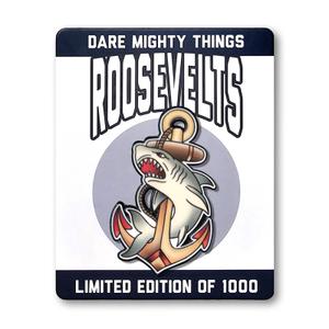 RSVLTS Grandpa's Forearm (Shark) Enamel Pin in Brown/Tan — front view