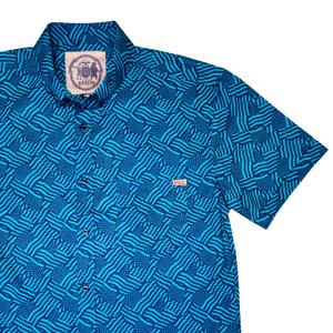 RSVLTS America the Bluetiful KUNUFLEX Short Sleeve Shirt in Blue — front view