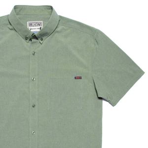 RSVLTS Heather Surplus Green KUNUFLEX Short Sleeve Shirt — front view