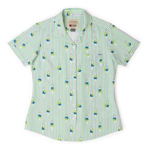 RSVLTS The Claaaaw Stretch Seersucker Short Sleeve Shirt in Green — front view