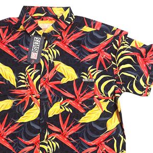 RSVLTS Yellowcard Floral KUNUFLEX Short Sleeve Shirt in Black — front view