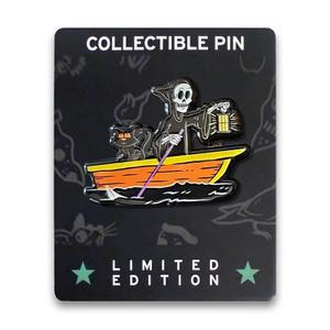 RSVLTS Hey Im Creepin Here Reapers Spooky Ferry Enamel Pin — front view