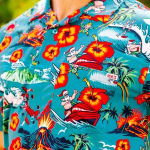 RSVLTS Santa's Extreme Adventure (colorway) KUNUFLEX Short Sleeve Shirt in Blue — front view