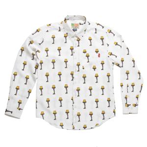 RSVLTS Fra Gee Lay (Leg Lamp) Long Sleeve Shirt in White — front view