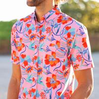 RSVLTS Back to the Fuchsia KUNUFLEX Short Sleeve Shirt in Red — detail 2