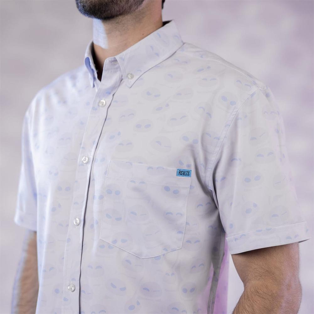 RSVLTS In Your Eyes KUNUFLEX Short Sleeve Shirt in White — front view