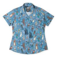 RSVLTS Retro ‘77 Women's KUNUFLEX Short Sleeve Shirt in Blue — detail 6