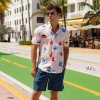 RSVLTS Red, White, and Blue Plate Special KUNUFLEX Short Sleeve Shirt in White — detail 12