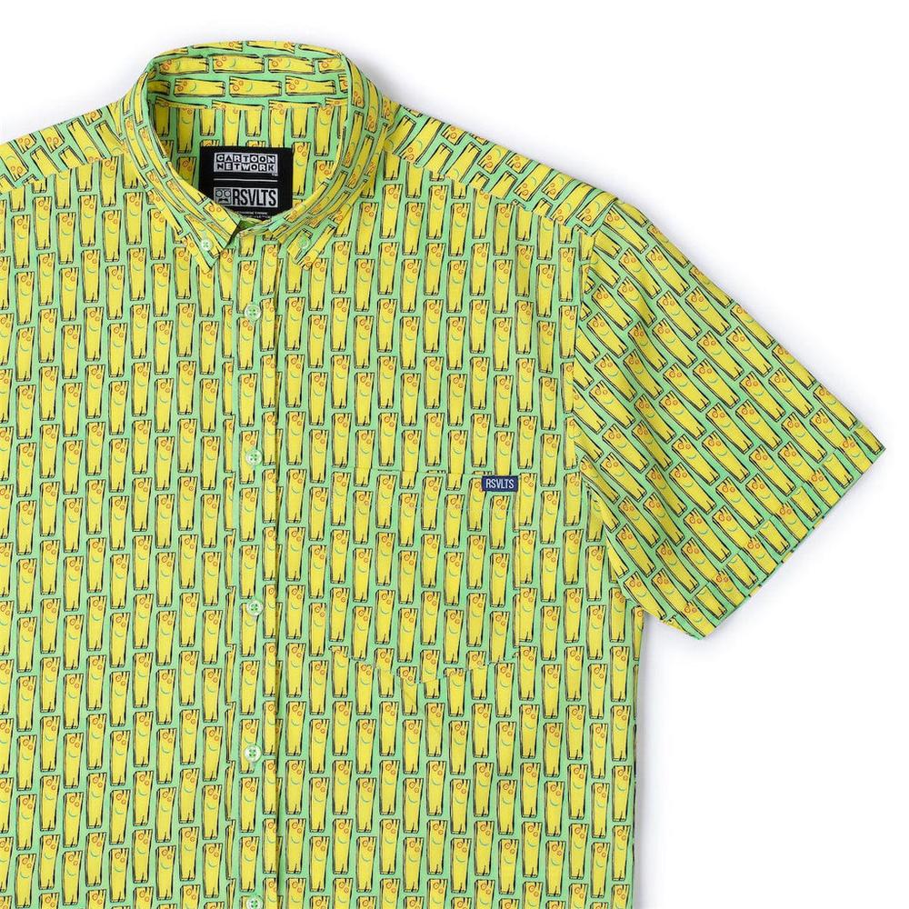 RSVLTS My Best Friend Plank KUNUFLEX Short Sleeve Shirt in Green — front view