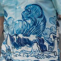 RSVLTS Landscape With Houses KUNUFLEX Short Sleeve Shirt in Blue — detail 2