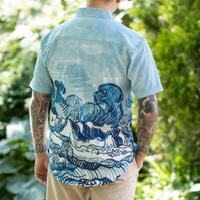 RSVLTS Landscape With Houses KUNUFLEX Short Sleeve Shirt in Blue — detail 8