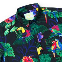 RSVLTS Two Tickets to Parrotise KUNUFLEX Short Sleeve Shirt in Black — detail 8