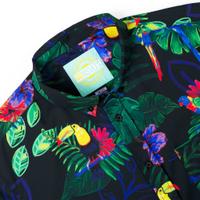 RSVLTS Two Tickets to Parrotise KUNUFLEX Short Sleeve Shirt in Black — detail 5