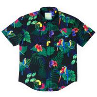 RSVLTS Two Tickets to Parrotise KUNUFLEX Short Sleeve Shirt in Black — detail 2