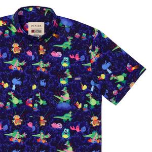 RSVLTS Partysaurus Rex KUNUFLEX Short Sleeve Shirt in Purple — front view