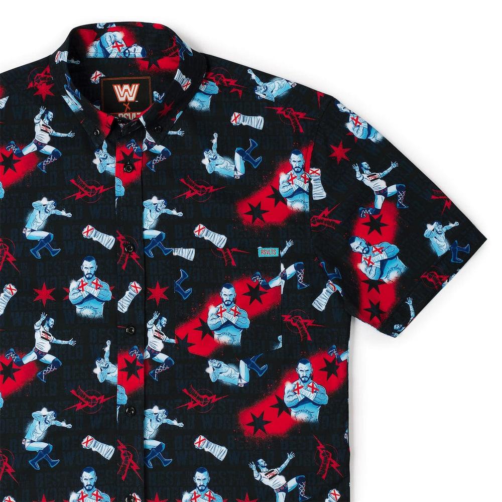 RSVLTS Best in the World KUNUFLEX Short Sleeve Shirt in Black — front view