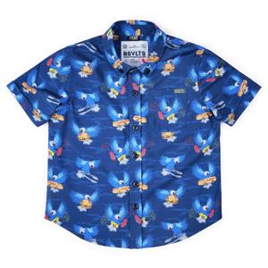 RSVLTS BBQ Wings Preschool KUNUFLEX Short Sleeve Shirt in Blue — front view