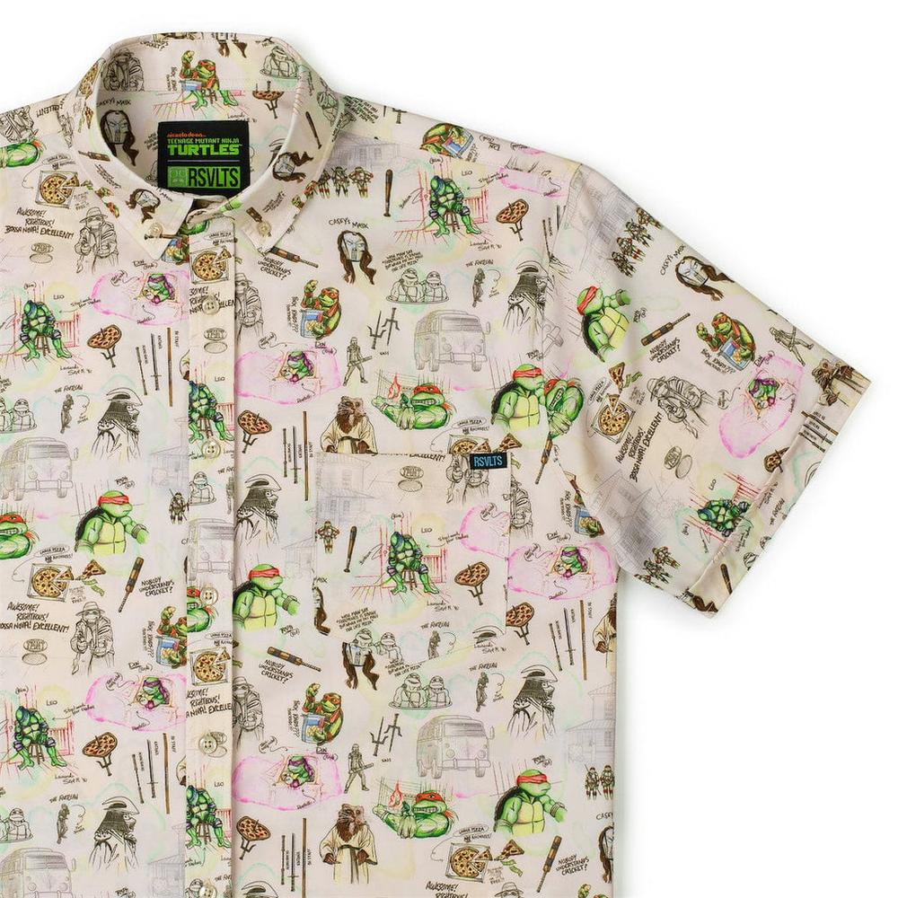 RSVLTS Heroes in a Half Sketch KUNUFLEX Short Sleeve Shirt in Neutral — front view